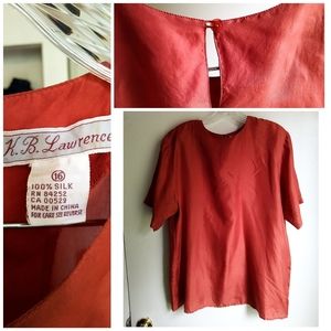 100% silk burnt sienna blouse